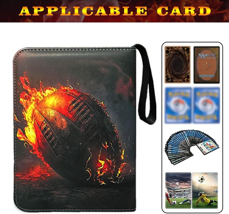 Anvoago Football Card Binder with Sleeves,900 Pockets Football Card Holder Protectors Albums, Card Storage Organizer Case Compatible with Trading Card and Other Sports Cards - Image 4